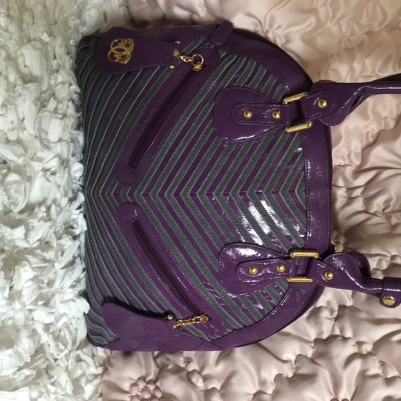 Purple and Gray Leather Dome Bag by Sharif - Picture 3 of 7
